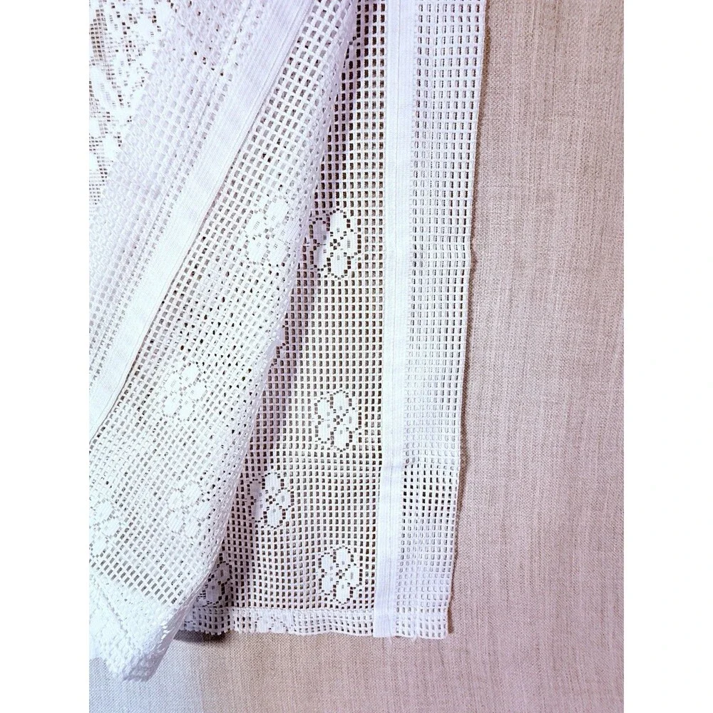White Lace Floral Design Valance 68” X 19” Rod Pocket Cottage Core